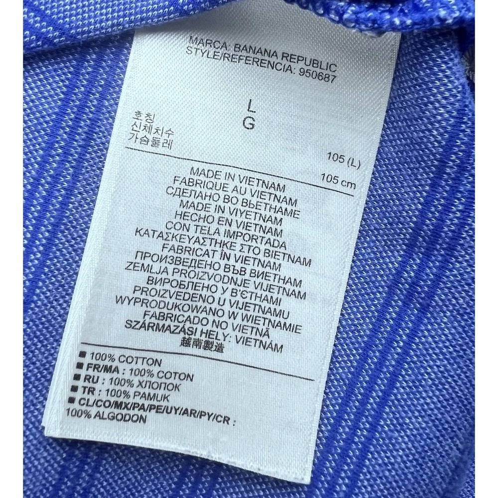 Banana‎ Republic Luxury Touch Polo Shirt Men's L Blue Stripe Soft Cotton